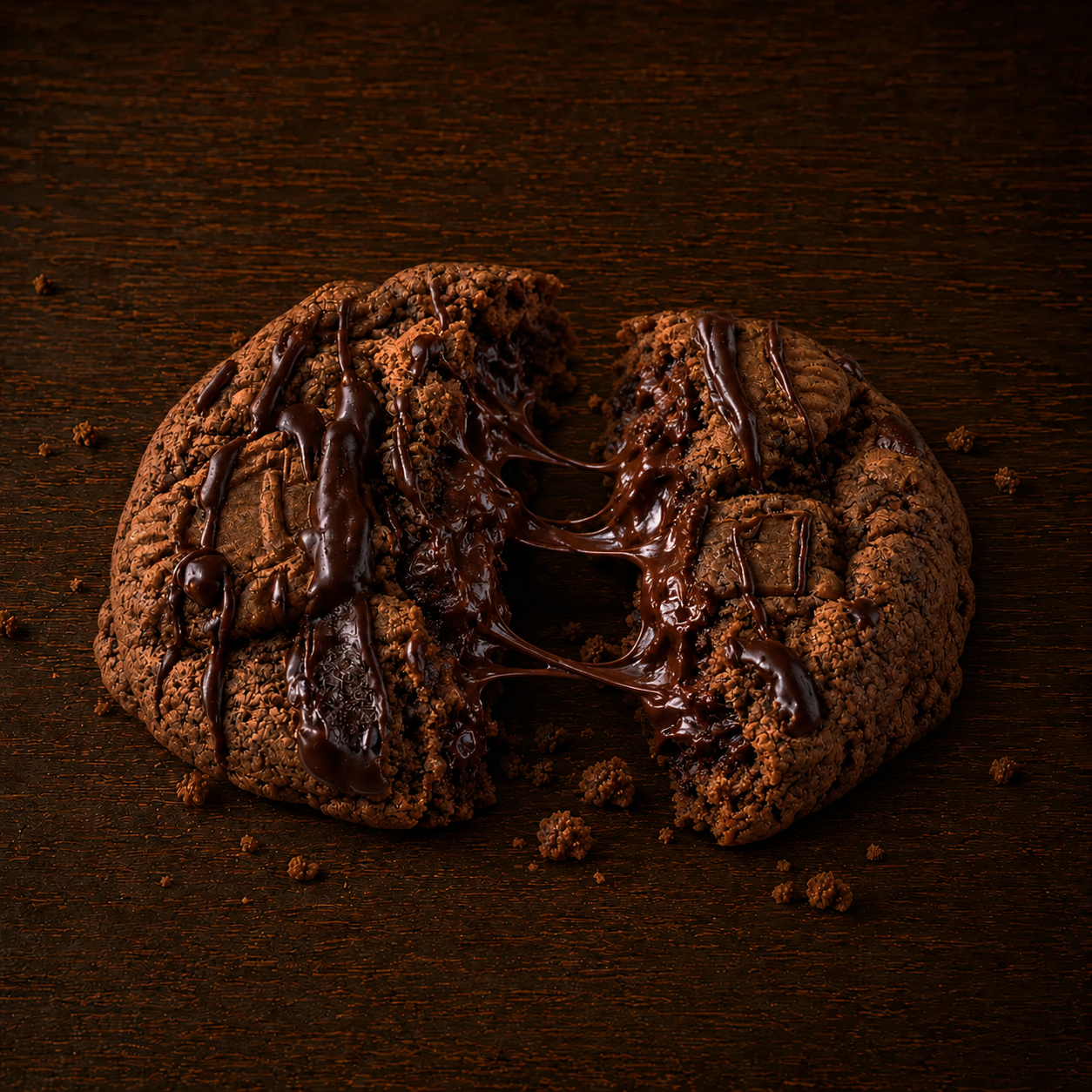 Broken Biscoff and milk chocolate cookie showing the middle
